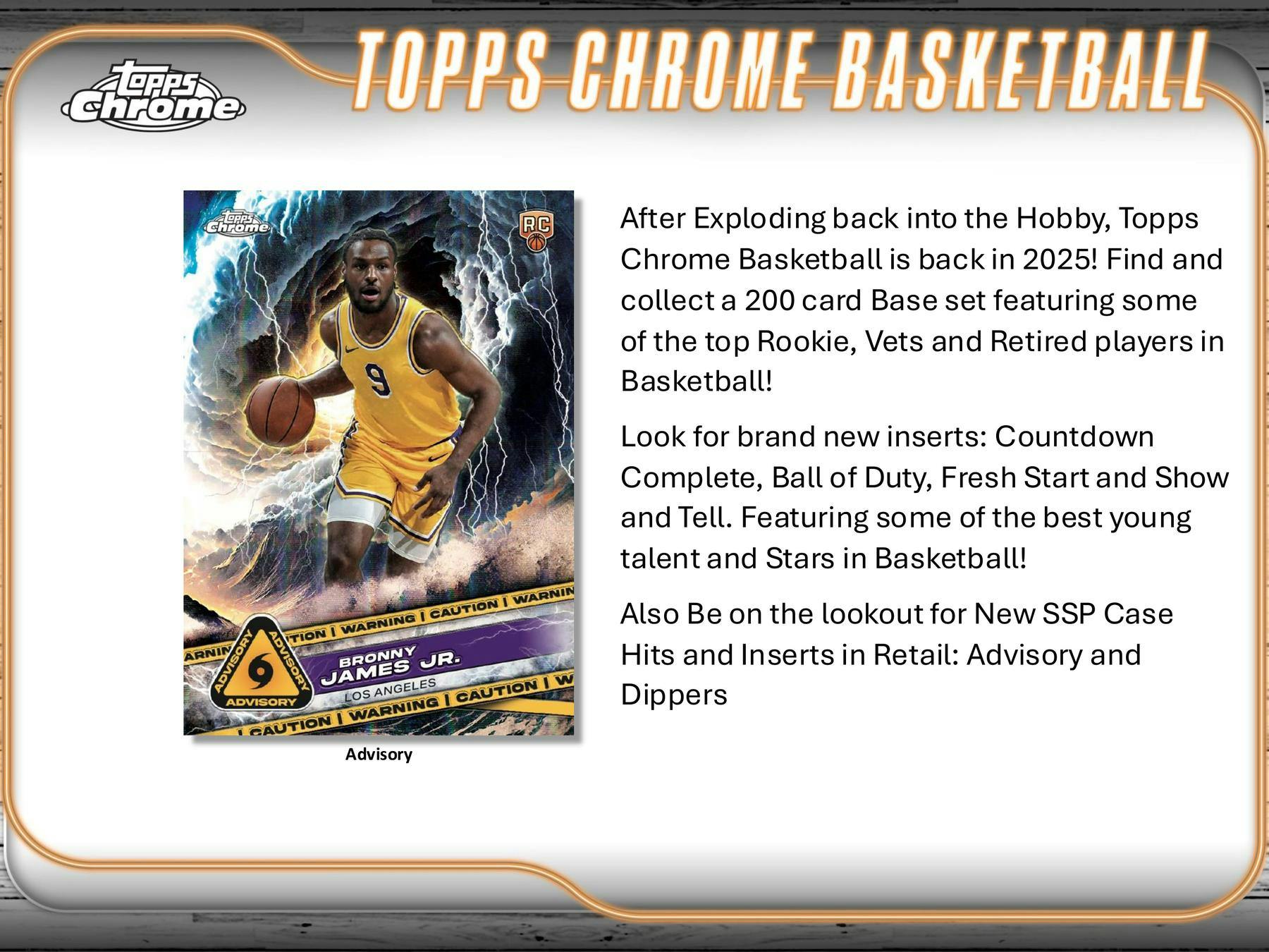 2024/25 Topps Chrome Basketball 8-Pack Blaster Box (8 Inserts) June 12th