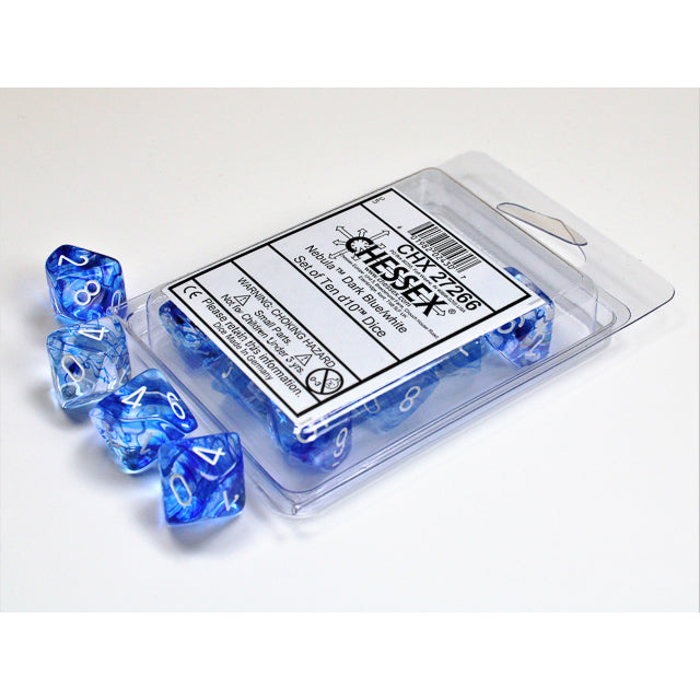 Nebula Dark Blue/white d10 Dice (10 dice) CHX27266 - Dice Sets & Games