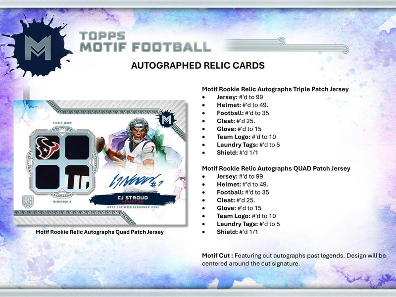 LIMITED 2023 Topps Motif Football Hobby Box (6 Autographs / Box)