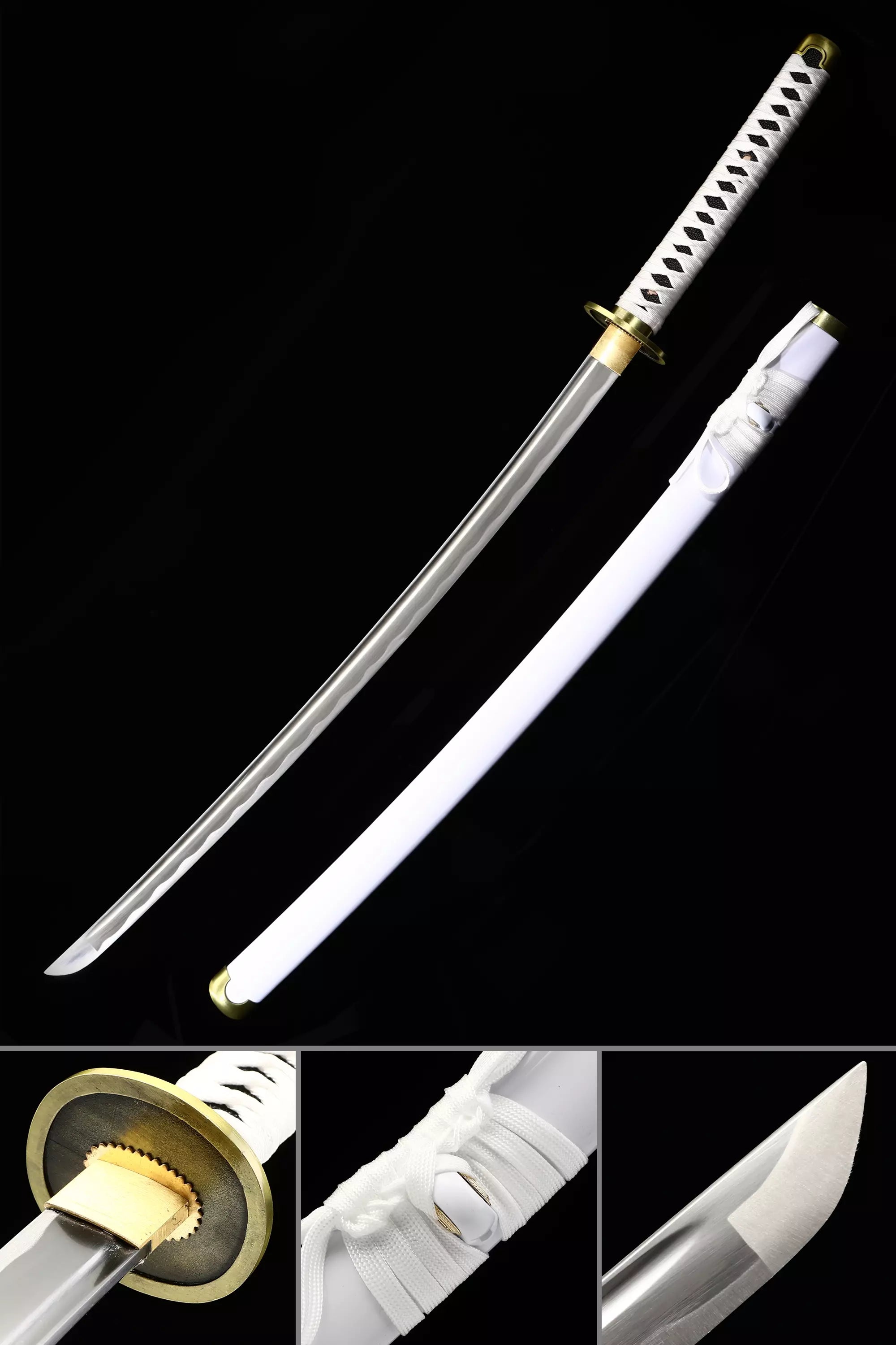 One Piece Roronoa Zoro Wado Ichimonji Real Katana Samurai Sword Replica With White Scabbard - Sword