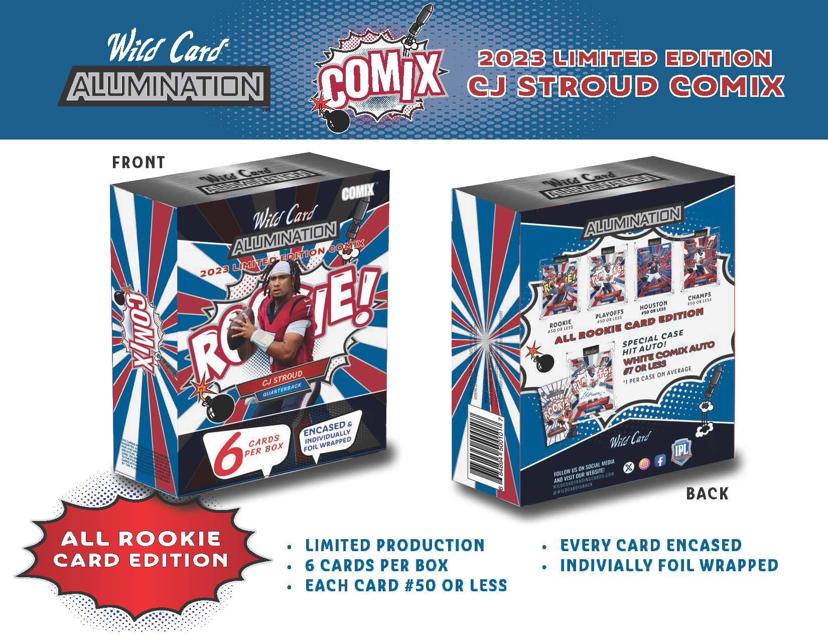 ONE SEALED PACK of 2023 Wild Card Alumination CJ Stroud Rookie COMIX - Football Box