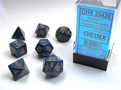 Opaque: Polyhedral Dusty Blue/copper 7-Die Set CHX25426 - Dice Sets & Games