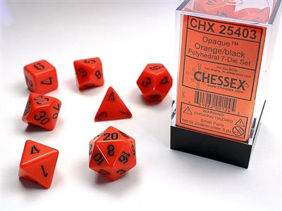 Opaque: Polyhedral Orange/black 7-Die Set CHX25403 - Dice Sets & Games