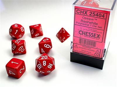 Opaque: Polyhedral Red/white 7-Die Set CHX25404 - Dice Sets & Games
