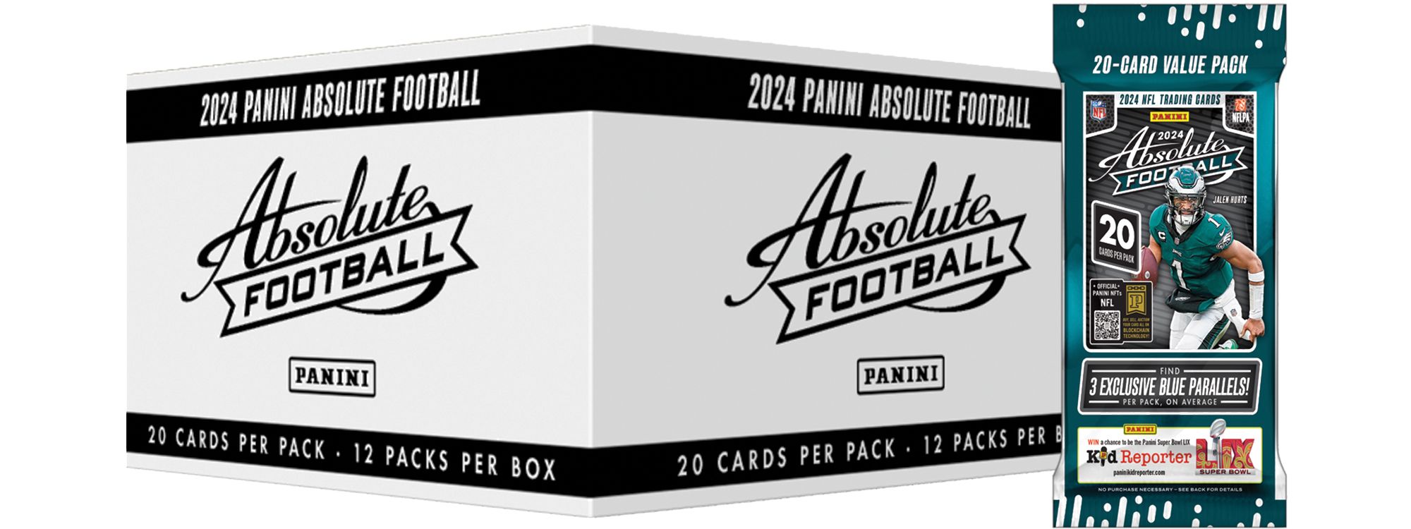Panini Absolute Football NFL Fat Pack Box (Blue Parallels) 12 Value Cello Packs - NFL Mega Box
