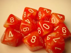 Phantom Orange/white d10 Dice (10 dice) CHX27283 - Dice Sets & Games