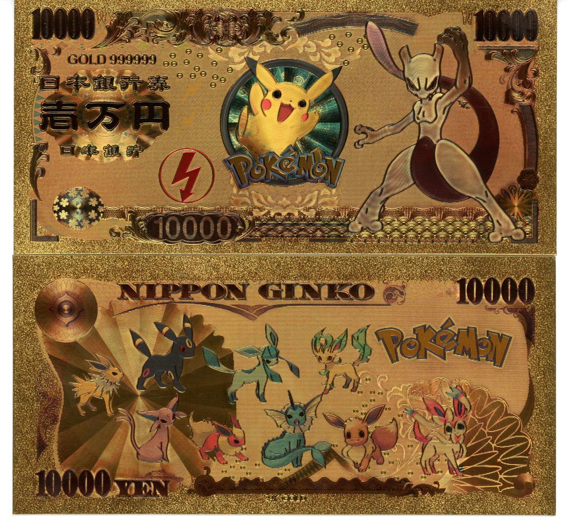 Pokemon Novelty Collectible Pokey Bucks Commemorative Banknote Gold Mewtwo - Pokemon