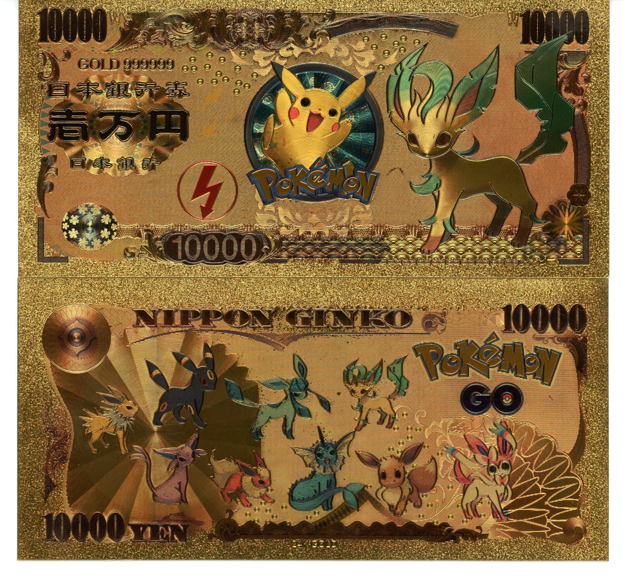 Pokemon Novelty Collectible Pokey Bucks Commemorative Banknote Gold Leafeon - Pokemon