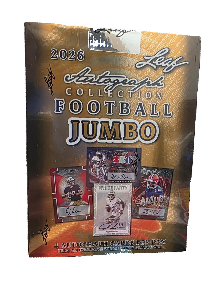 Jumbo - 2026 Leaf Autograph Collection Football Hobby Box (4 Autos + 1 White Party Auto)