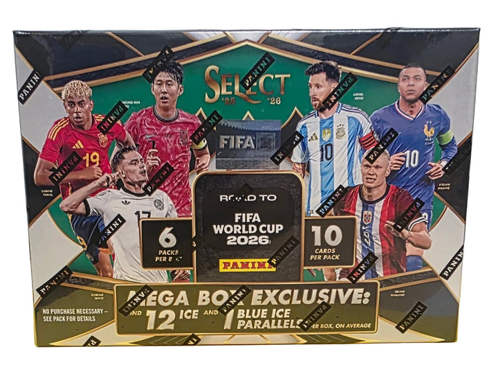 Hobby 2025/26 Panini Select FIFA Road to World Cup Soccer Mega Box (Blue Ice)