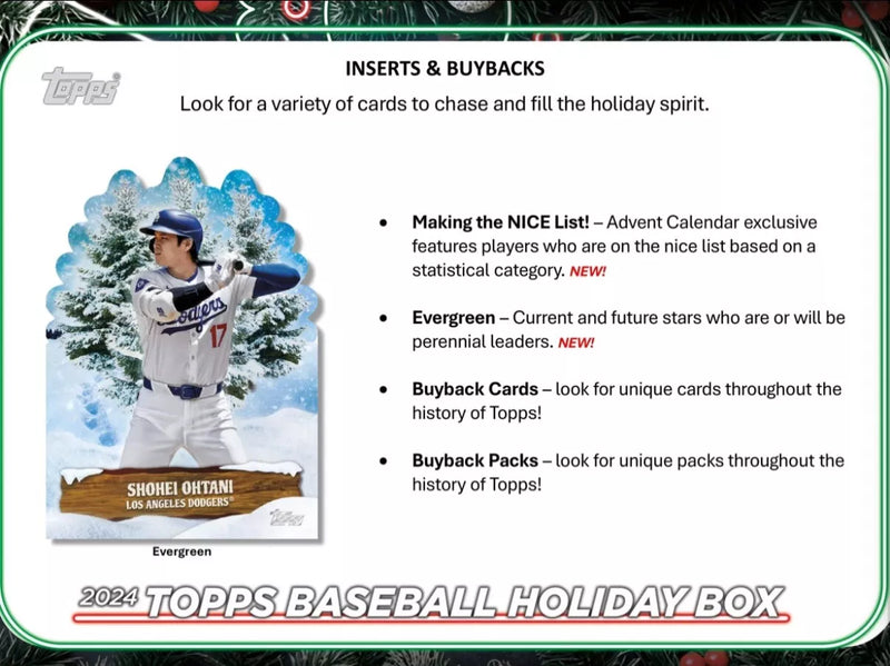 2024 Topps Baseball Holiday Advent Christmas Calendar