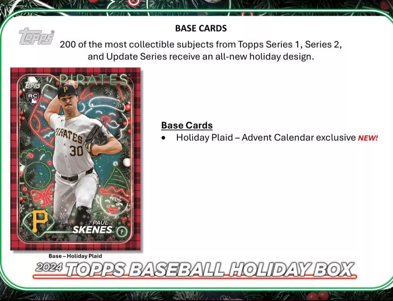 2024 Topps Baseball Holiday Advent Christmas Calendar