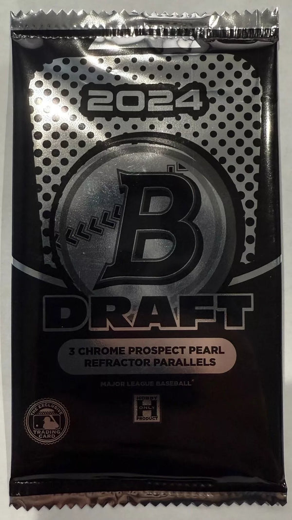 (1) 2024 Bowman Draft MLB Hobby (3) Card Pearl Pack Factory Sealed 1:10 Cases