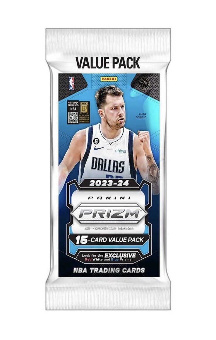 2023/24 Panini Prizm NBA Basketball Cello Value Box (Red White and Blue Prizms) 12 Packs