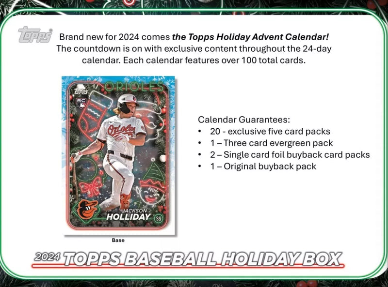 2024 Topps Baseball Holiday Advent Christmas Calendar