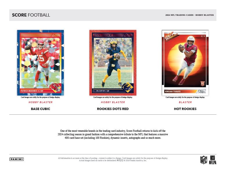 2024 Score Football Hobby Blaster Box (4 Parallels plus 2 Numbered Cards)