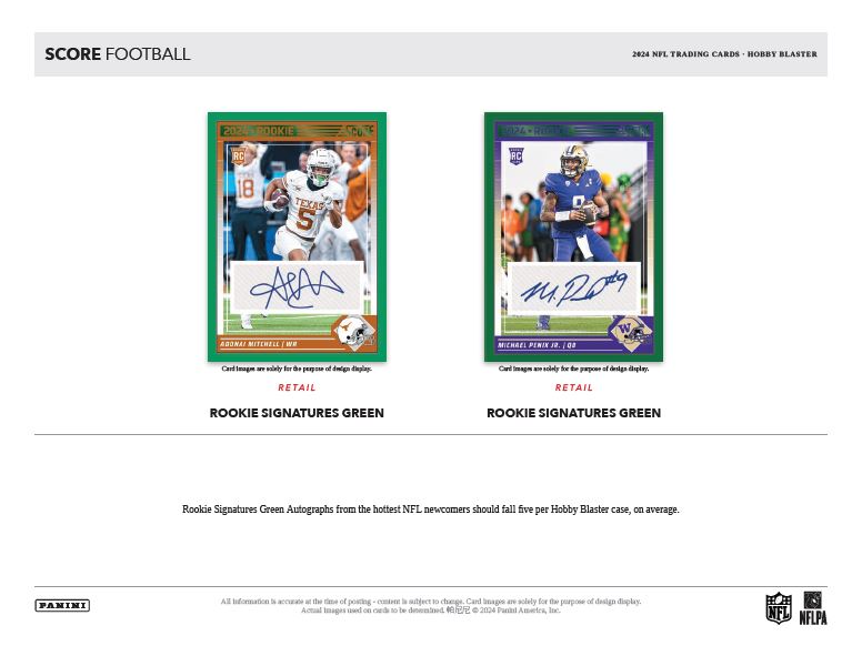 2024 Score Football Hobby Blaster Box (4 Parallels plus 2 Numbered Cards)