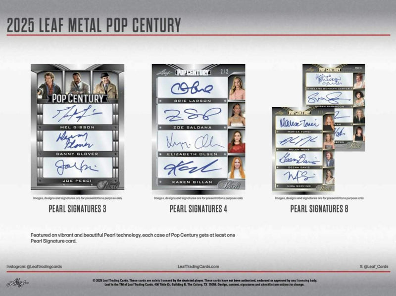 2025 Leaf Metal Pop Century Hobby Box (4 Autograph Cards) Celebrity Icons!