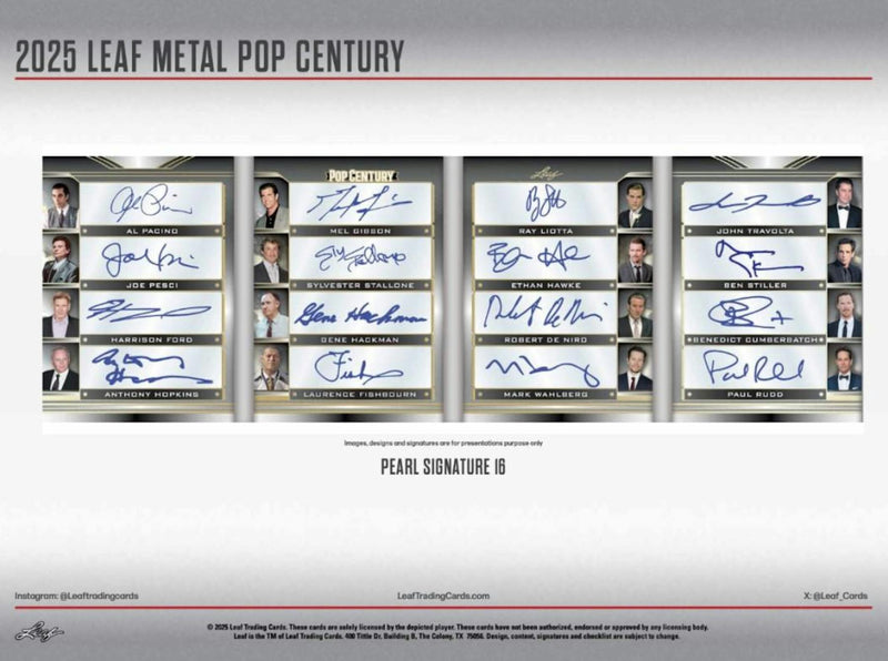 2025 Leaf Metal Pop Century Hobby Box (4 Autograph Cards) Celebrity Icons!