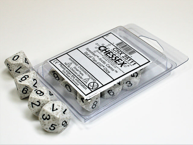 Speckled Arctic Camo d10 Dice (10 dice) CHX25111 - Dice Sets & Games