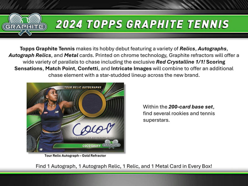 2024 Topps Graphite Tennis Hobby Box (2 Autographs)