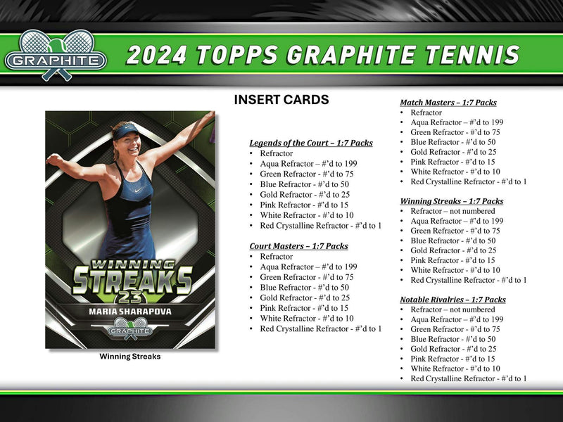 2024 Topps Graphite Tennis Hobby Box (2 Autographs)