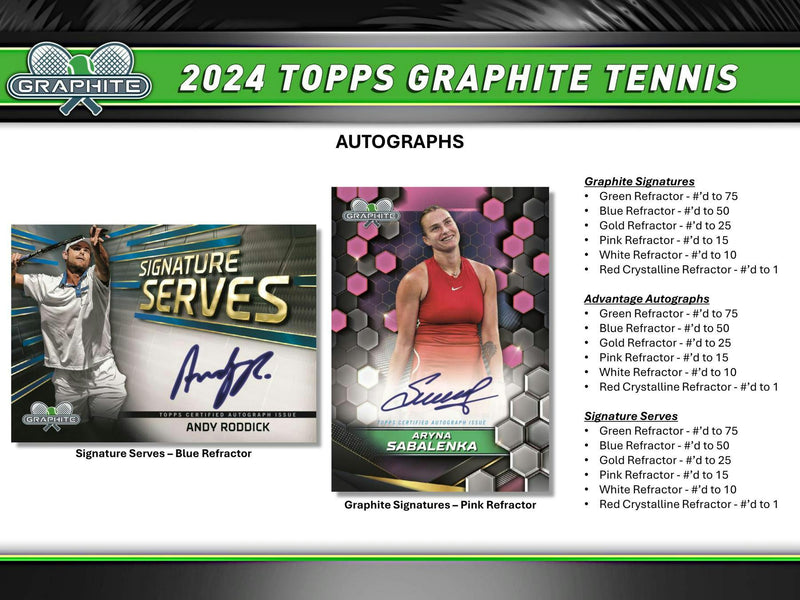 2024 Topps Graphite Tennis Hobby Box (2 Autographs)