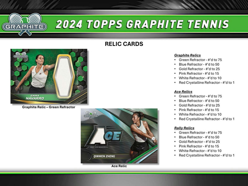 2024 Topps Graphite Tennis Hobby Box (2 Autographs)