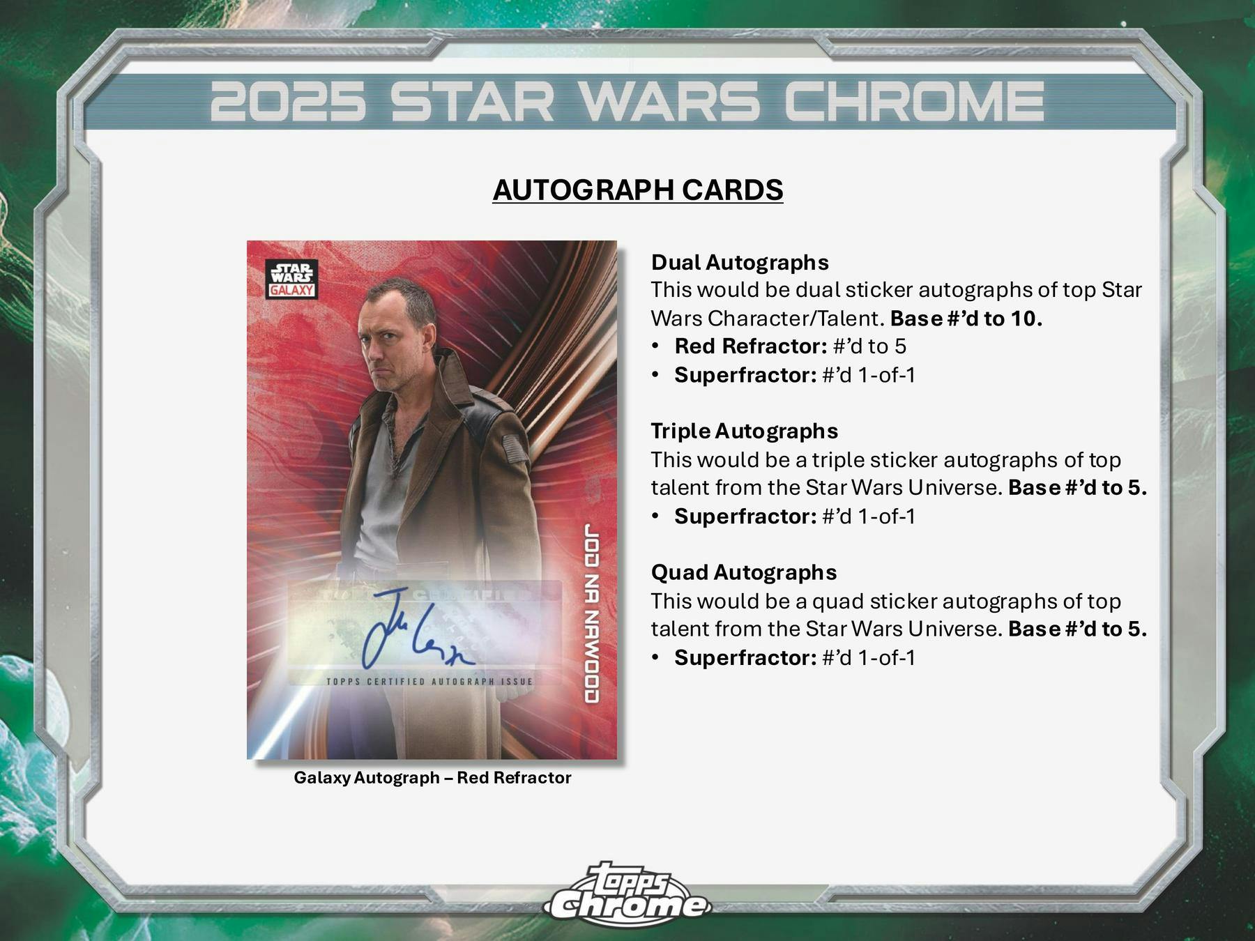 Topps 2025 Star Wars Chrome Galaxy Hobby Box - Collectible Trading Cards