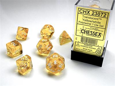 Translucent: Polyhedral Yellow/white 7-Die Set CHX23072 - Dice Sets & Games