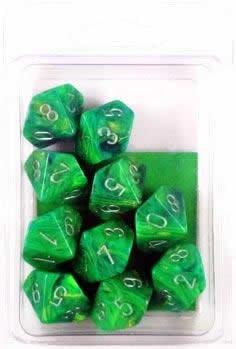 Velvet Green w/silver d10 Dice (10 dice) CHX27275 - Dice Sets & Games