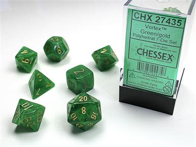 Vortex: Polyhedral Green/gold 7-Die Set CHX27435 - Dice Sets & Games