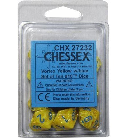 Vortex Yellow/blue d10 Dice (10 dice) CHX27232 - Dice Sets & Games