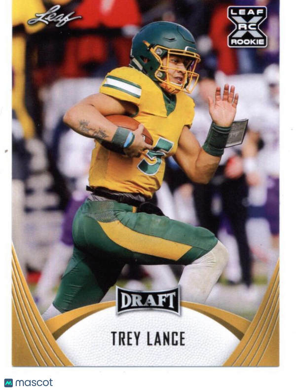 2021 Leaf Draft Gold #4 Trey Lance XRC (San Francisco 49ers) (RC - Rookie Card)