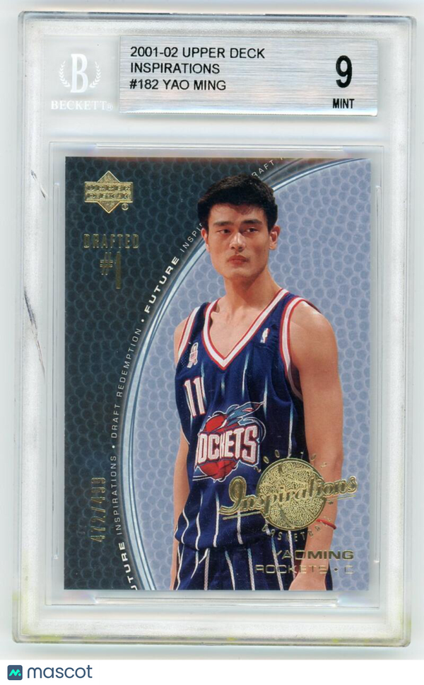 2001-02 Upper Deck Inspirations #182 Yao Ming Rockets BGS 9 Mint (Rookie Card)