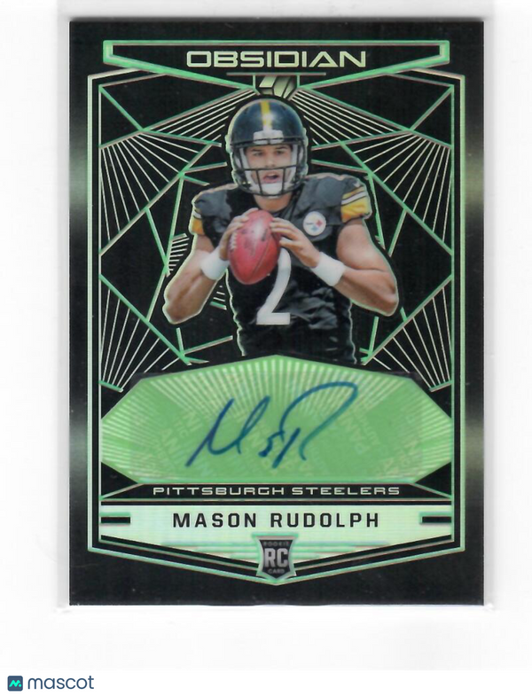 2018 Panini Obsidian Rookie Autos Electric Etch Green #11 Mason Rudolph Steelers