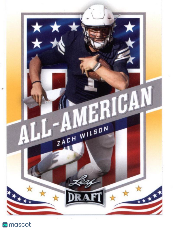 2021 Leaf Draft Gold #48 Zach Wilson All-American (New York Jets) (RC - Rookie C