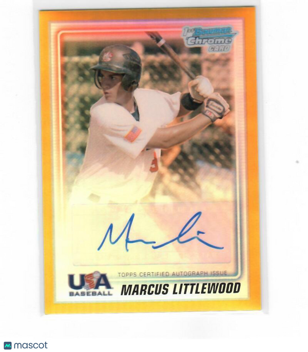 2010 Bowman Chrome 18U USA Baseball Autographs Refractor Gold #ML Marcus Littlew