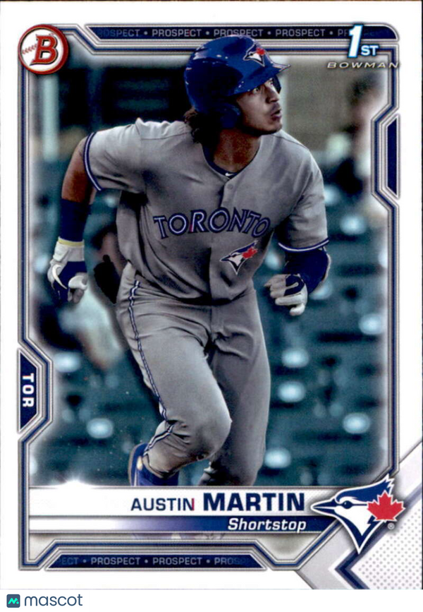 2021 Bowman Prospects #BP-87 Austin Martin Blue Jays 1st Bowman Card NM-MT