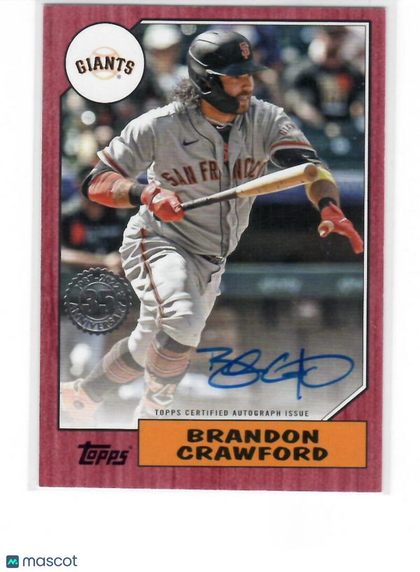 2022 Topps 1987 Topps Baseball Autographs Red #87BA-BC Brandon Crawford Giants N