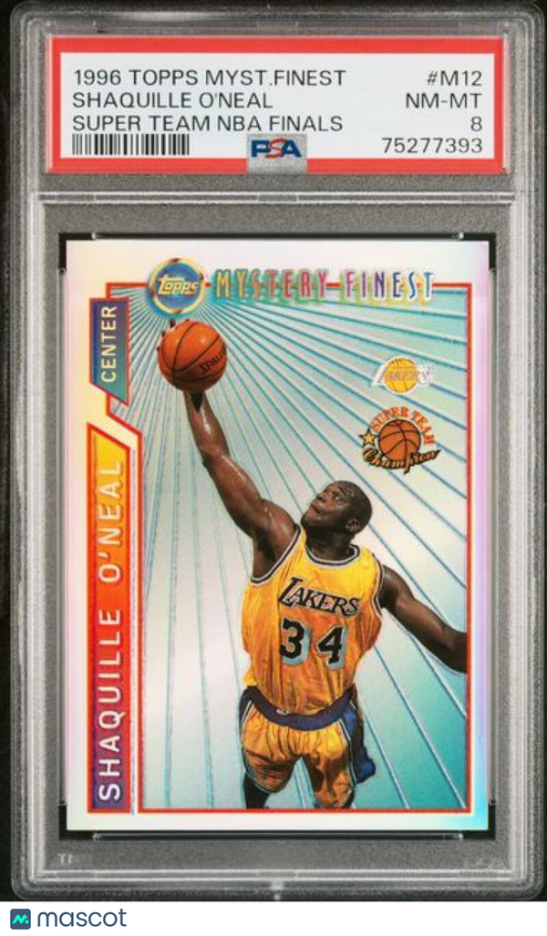1996-97 Topps Mystery Finest Bordered Refractors #M12 Shaquille O'Neal PSA 8 NM-