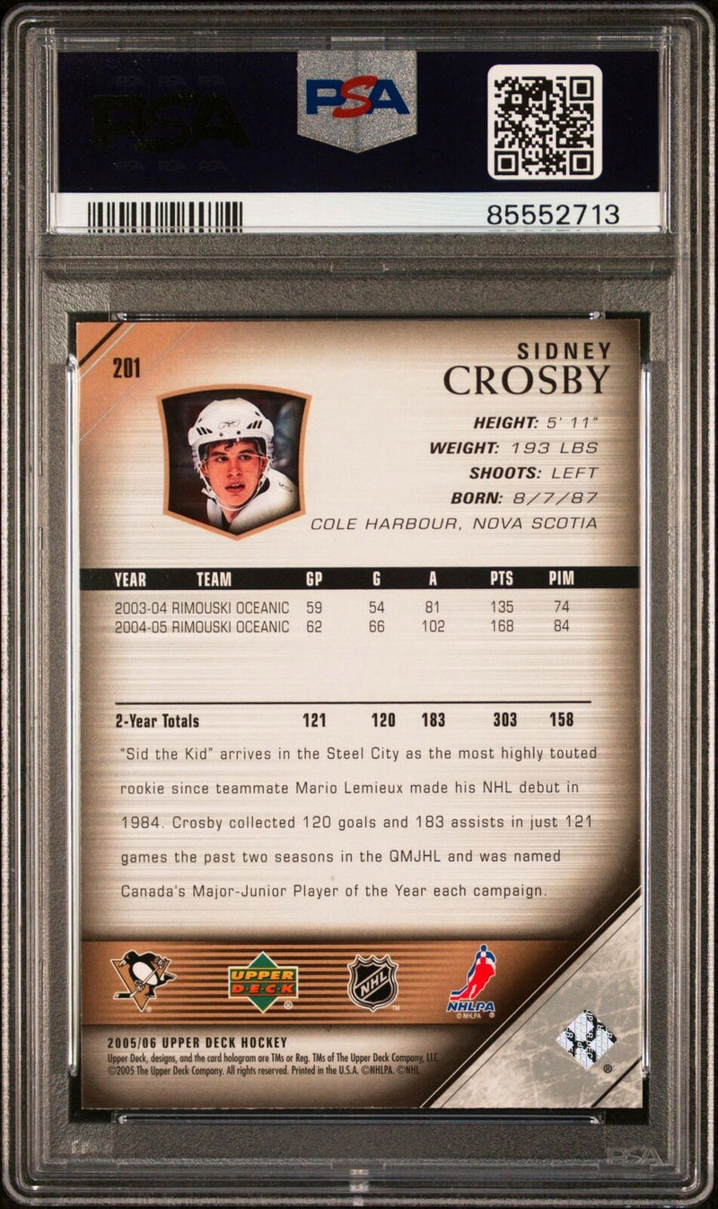 2005 Upper Deck Sidney Crosby 201 PSA 9 MINT
