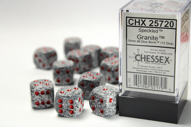Speckled 16mm d6 Granite Dice Block (12 dice) CHX25720