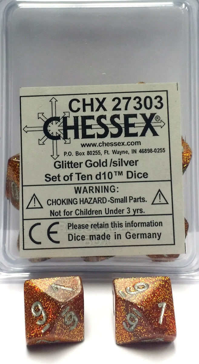 Glitter Gold/silver d10 Dice (10 dice) CHX27303