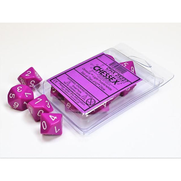 Opaque Light Purple/white d10 Dice (10 dice) CHX25227