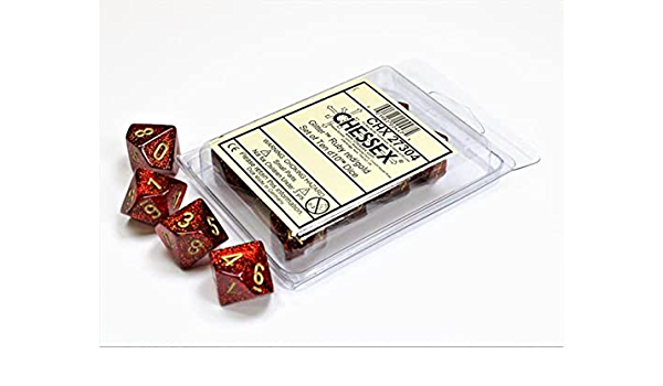 Ruby red/gold d10 Dice (10 dice) CHX27304