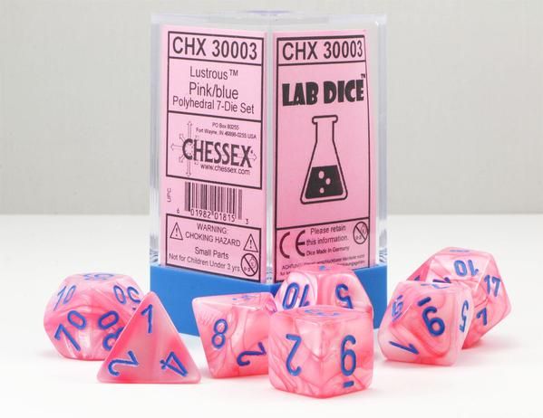 Lab Dice Lustrous Pink/blue Polyhedral 7-Die Set CHX30003