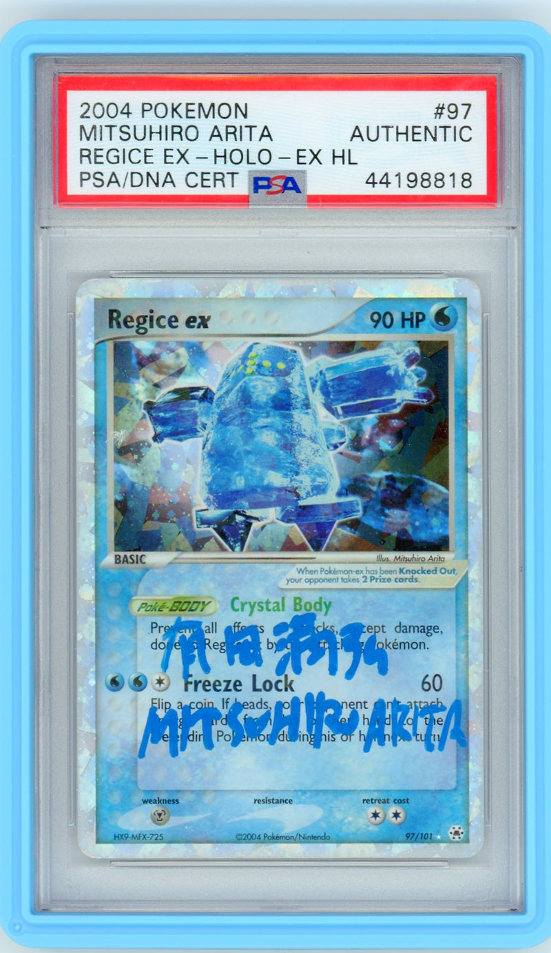 Mitsuhiro Arita SIGNED Pokémon (2004) Ex Hidden Legends 97/101 REGICE EX - CRACKED ICE Holo PSA/DNA