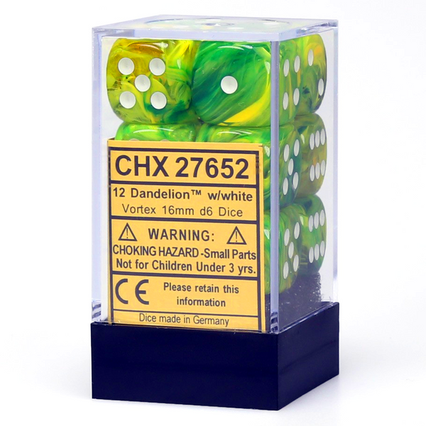Festive 16mm d6 Dandelion/white Dice Block (12 dice) CHX27652