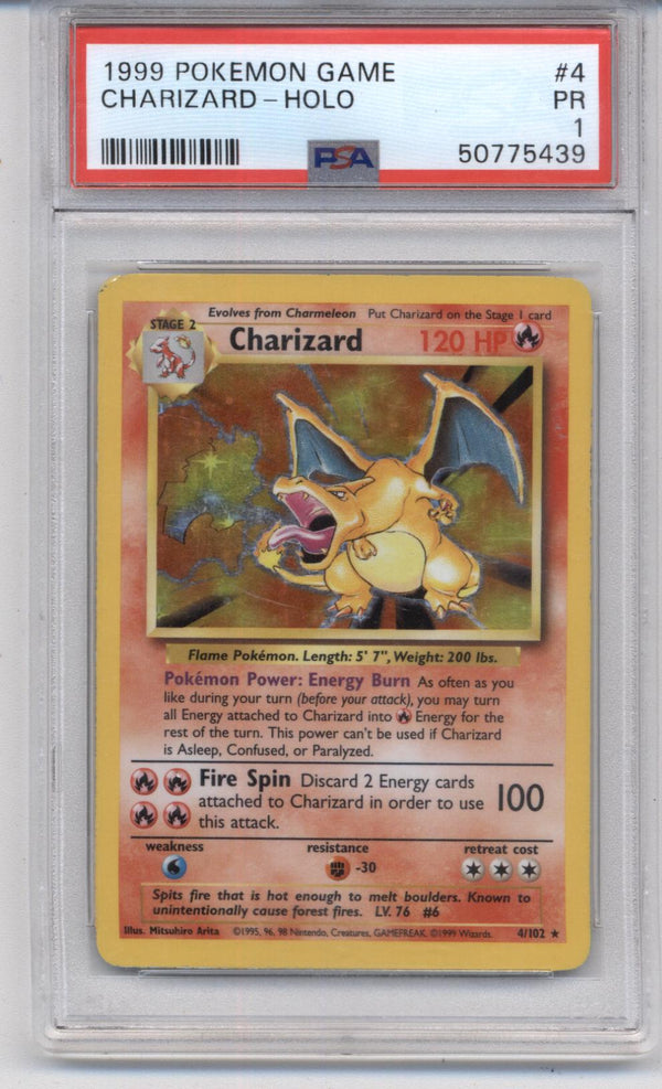 The Holy Grail - PSA Poor 1 - Pokémon (1999) Base Set Charizard - HOLO #4/102